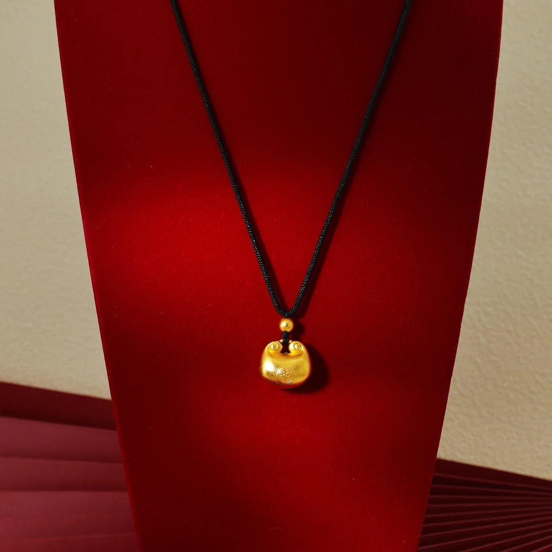 铜合金吊坠 小胖福元宝吊坠编织绳款