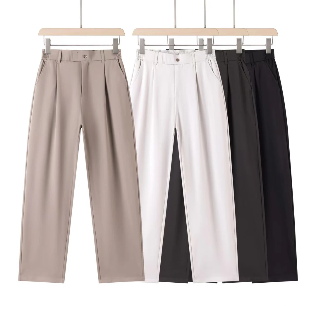 夏新驱蚊香薰系列冰丝凉感男士纯色垂坠感透气宽松质感直筒裤