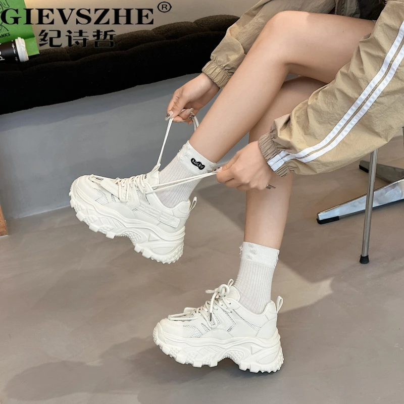 纪诗哲轻便厚底增高老爹鞋女2025秋季新款松糕春季女款增高松糕鞋