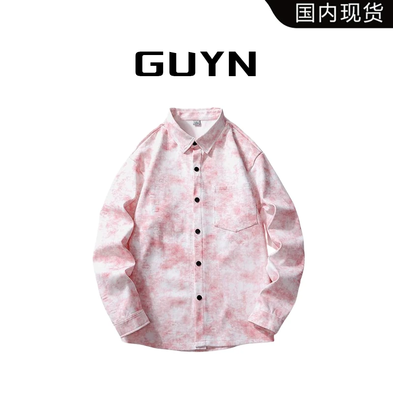 【品牌现货】GUYN春秋季男卫衣衬衫休闲百搭帅气圆领提花长袖套头