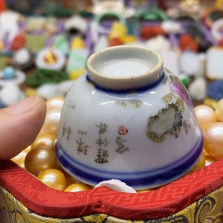 含***.青花手绘小主人杯子