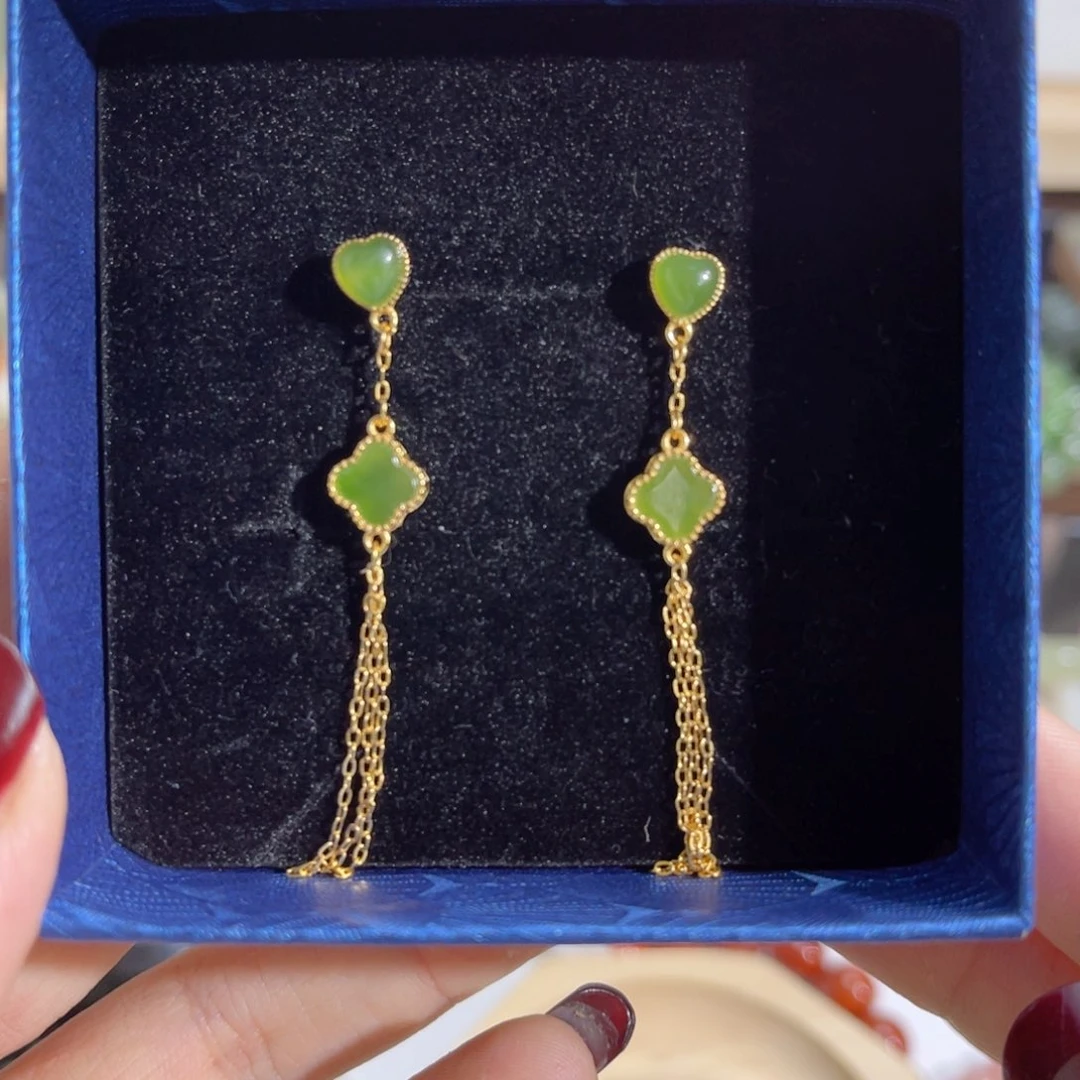 和田玉手链银S925镶嵌四*