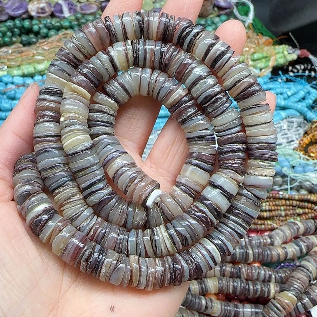玛瑙/玉髓珠宝半成品合金老贝壳10mm一条