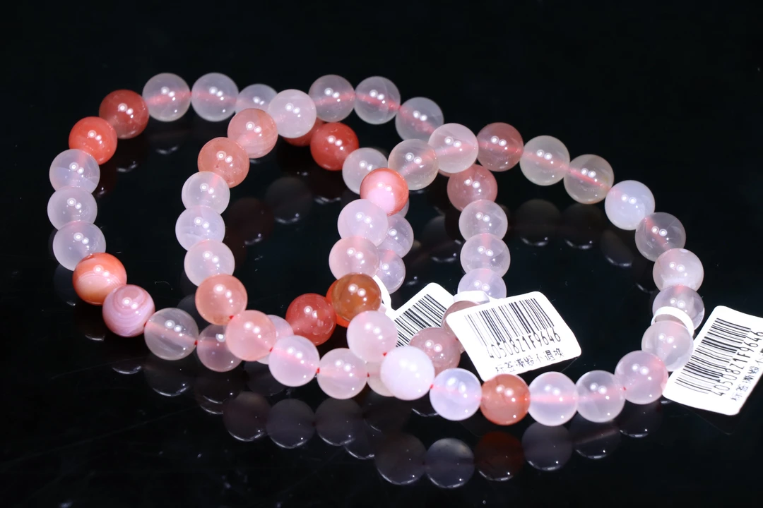 原矿无优化天然玛瑙配南红多宝单圈9mm左右多样性发一条微纹裂