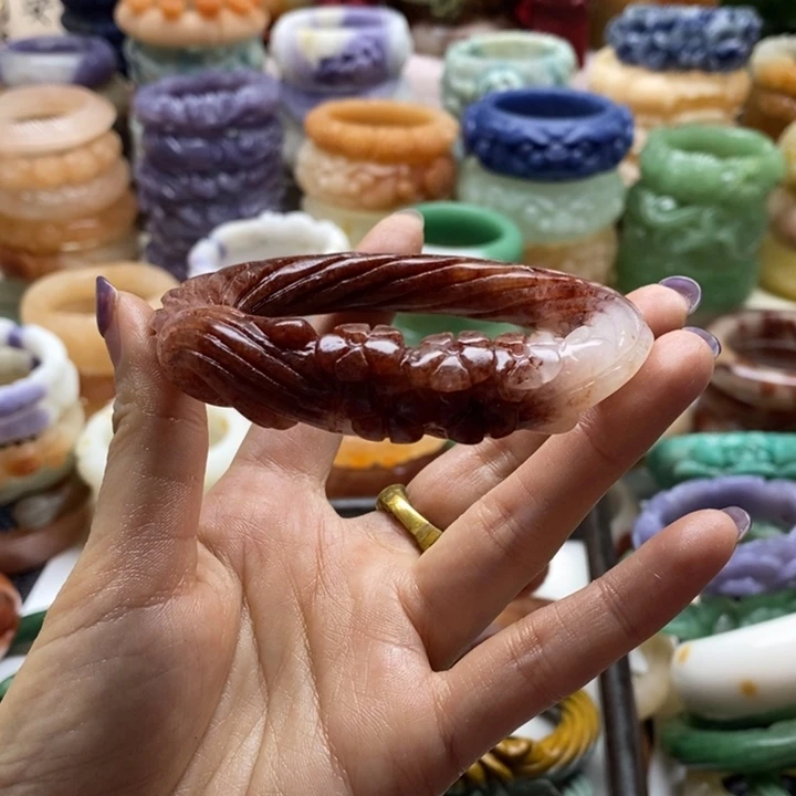 夢***影石英岩玉未镶嵌手镯