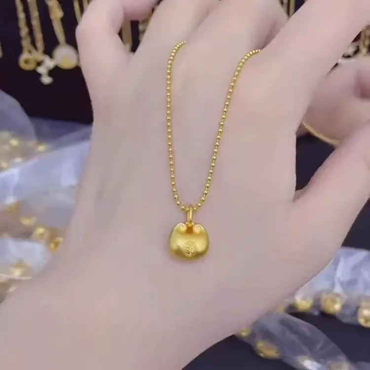 钛钢项链  小胖福米珠链条精美百搭坠链精致磨砂轻奢女时尚锁骨链