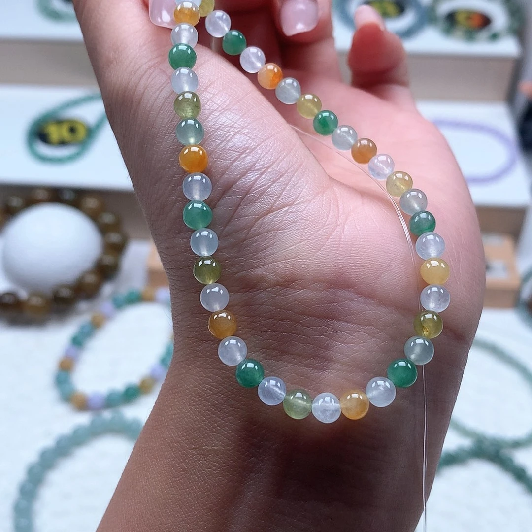 花***俞翡翠未镶嵌手串冰多宝4.3