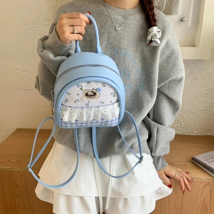 韩式双根车缝线拉链双肩包双肩背时尚日系通勤风