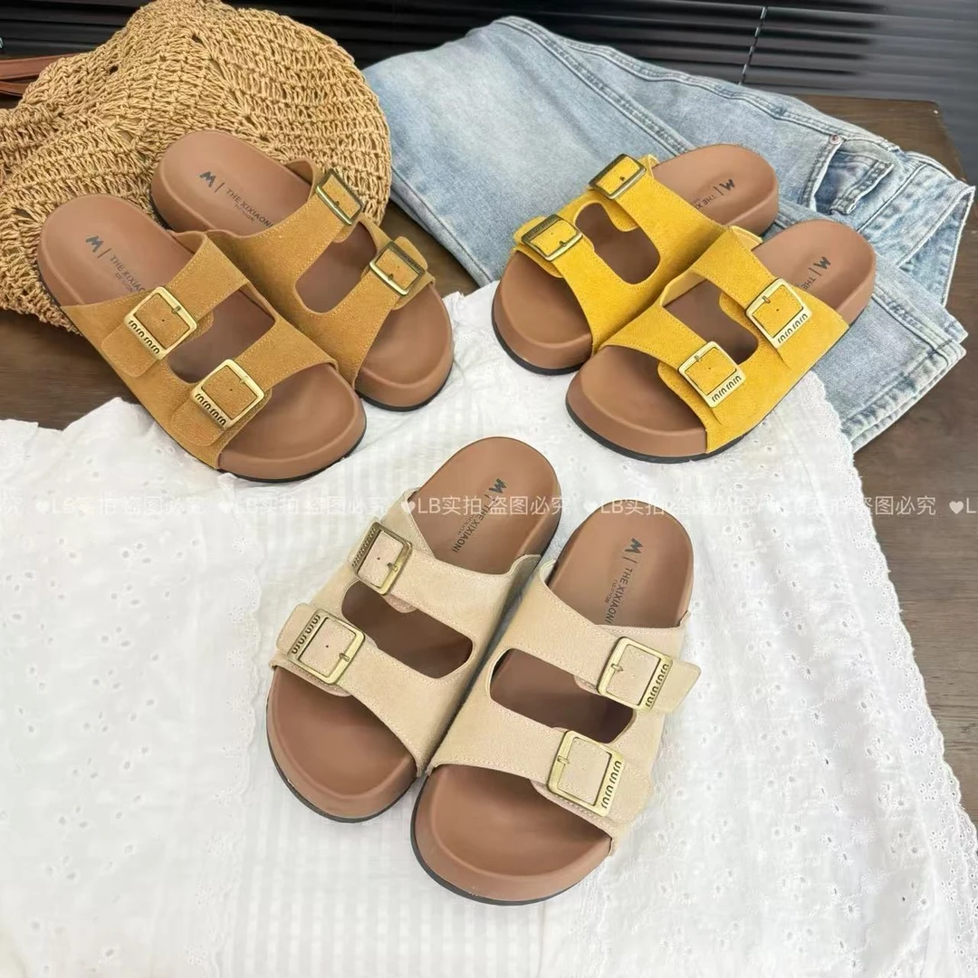 Q厚底勃肯2025年夏季新款时尚百搭沙滩一字勃肯凉拖鞋8881