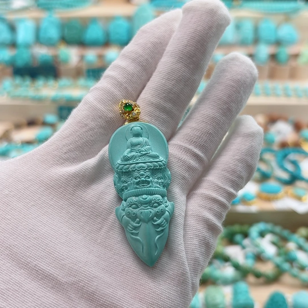 绿松石18K金镶嵌珠宝奇石