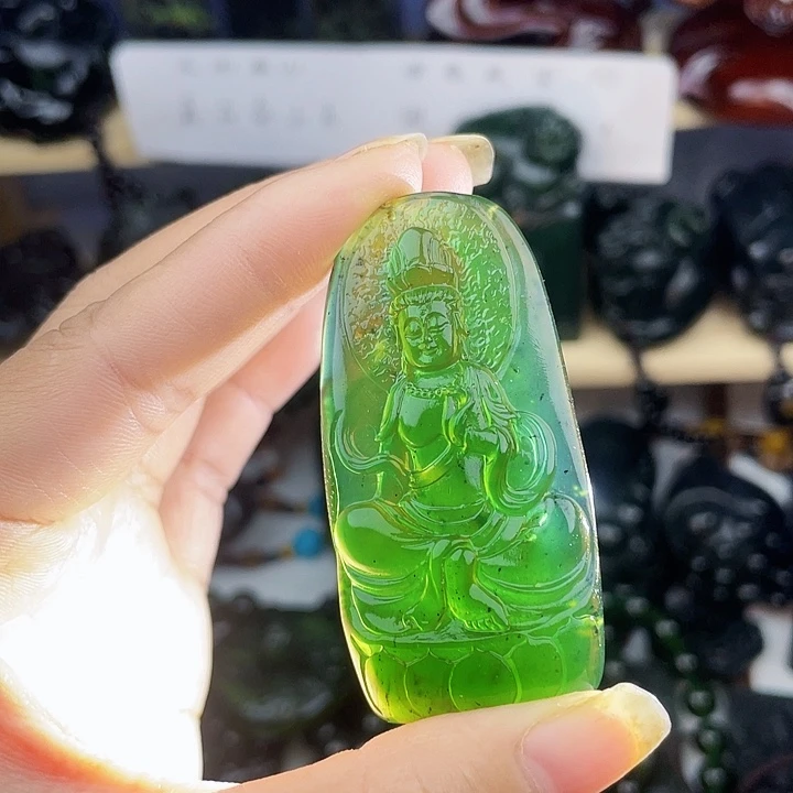 未镶嵌蛇纹石玉颈饰泰山玉扬州工艺精品观音