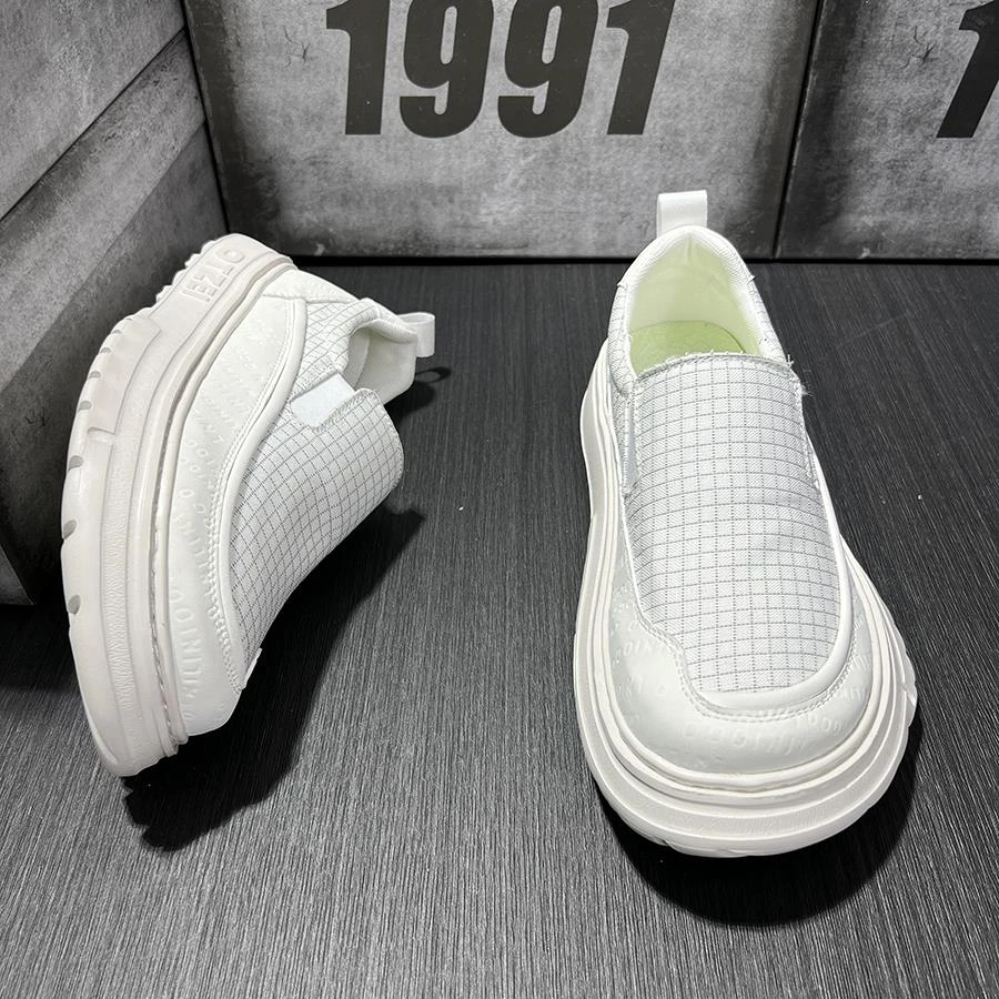 玛古芭潮流新款帆布鞋男轻奢简约舒适时尚百搭一脚蹬轻便小白鞋子