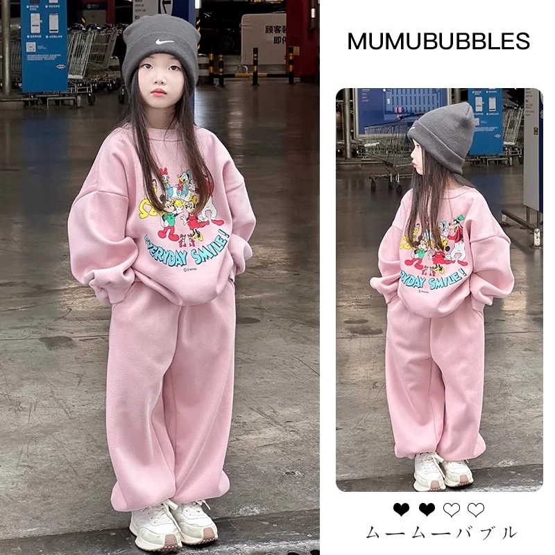 女童过年套装秋冬款2024新款儿童女孩冬季加绒加厚冬装运动两件套