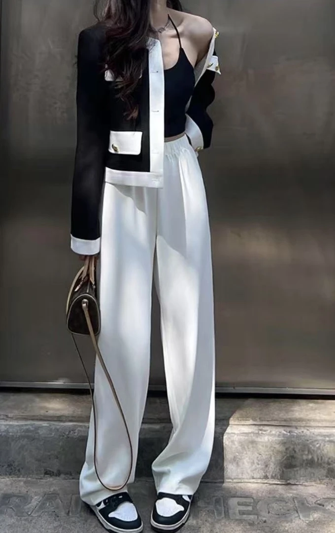 冰丝凉凉裤女2025高腰阔腿裤夏季拖地长裤显瘦垂感直筒裤