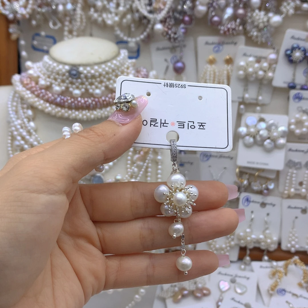 银S925镶嵌淡水珍珠项链耳饰