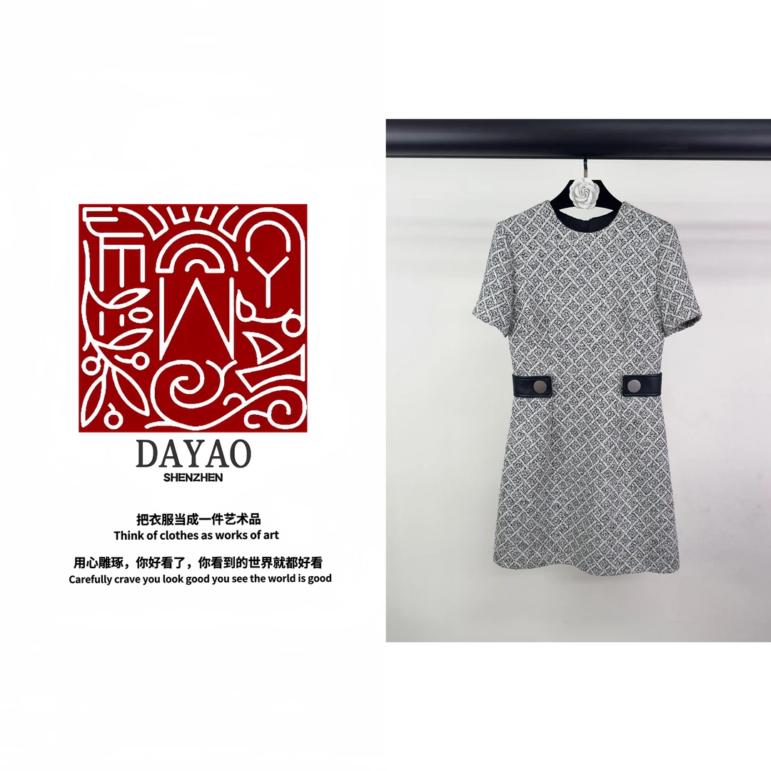「DAYAO」24S新款显瘦气质百搭圆领短袖连衣裙轻奢高端女装WY24731