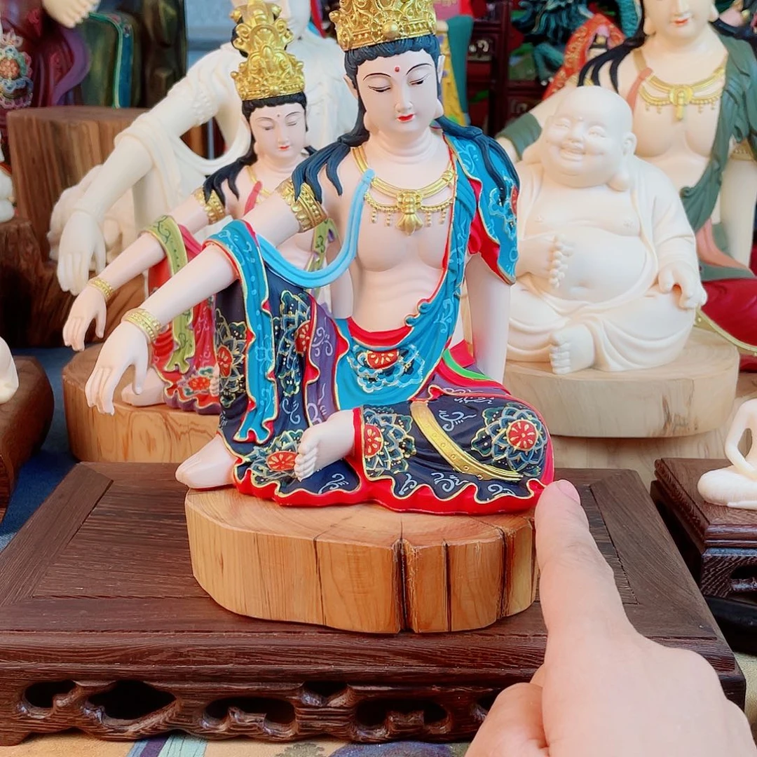 辉***生石材自在观音摆件