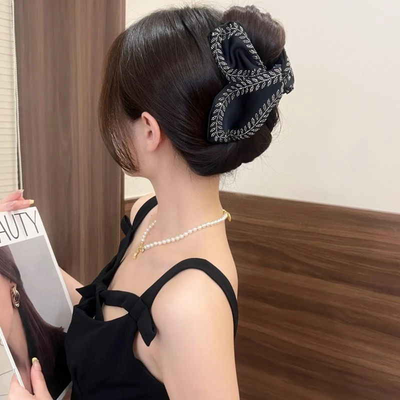 小众设计感叶片麦穗鲨鱼夹高端闪钻气质后脑勺抓夹大号发量多发饰