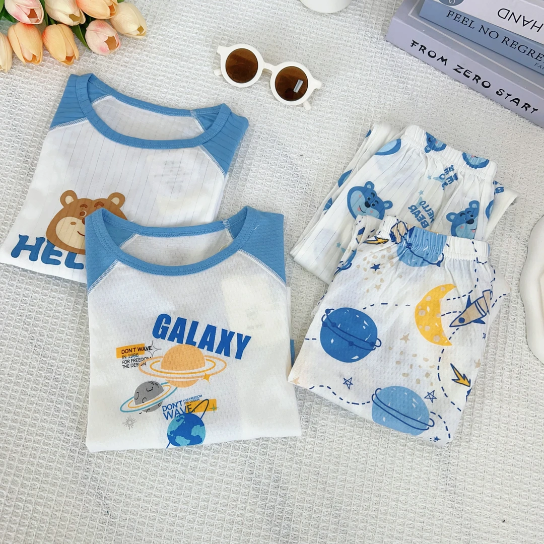 A类！儿童夏季网眼纯棉亲肤居家服套装