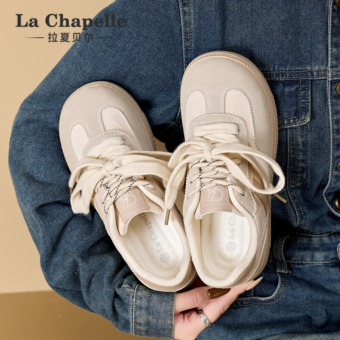拉夏贝尔德训鞋女2025年春季新款青春个性双鞋带时尚多巴胺休闲鞋