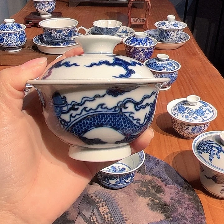 镹曰茶闲柴窑手工手绘青花