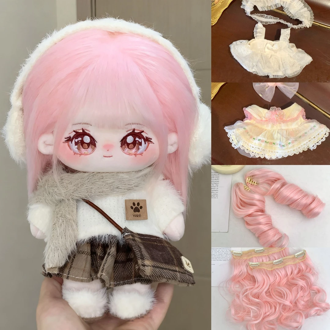【梦暖暖の娃衣假发合集】20cm棉花娃娃配件娃衣卷发发排发夹假发片