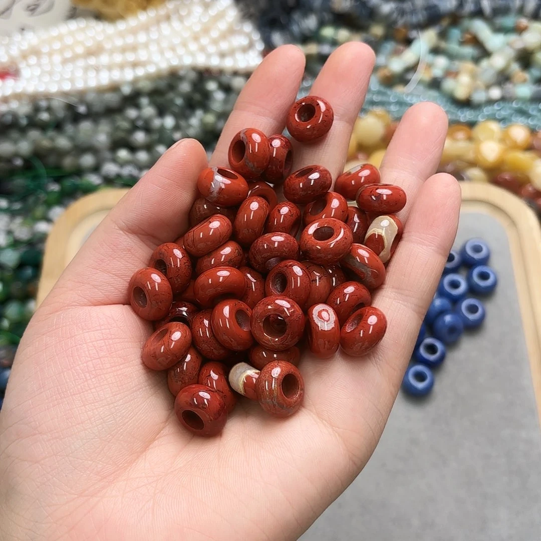 玛瑙/玉髓未镶嵌珠宝半成品卡14红石面包圈4颗