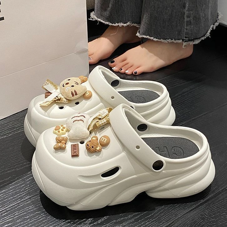 超萌软妹风~ins可爱猫洞洞鞋女2025夏季新款厚底防滑沙滩凉拖鞋