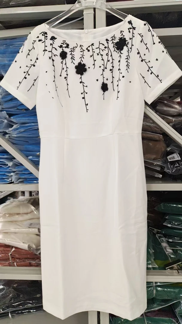 25N夏季圆领气质百搭修身中腰时尚常规连衣裙（24L0834）