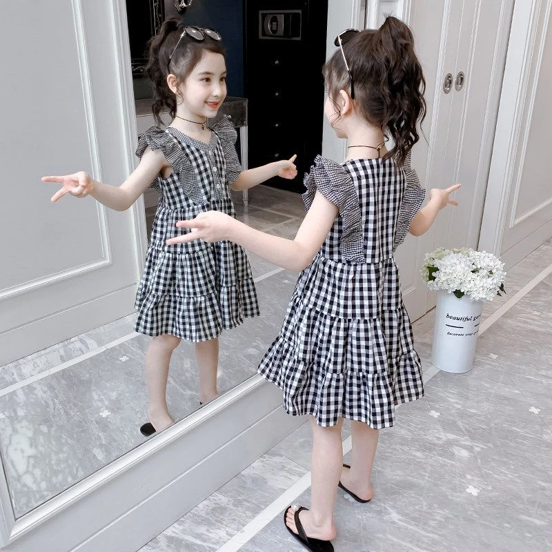 YeeHoO英氏【断码】女童连衣裙薄款夏装儿童洋气格子裙韩版儿童夏