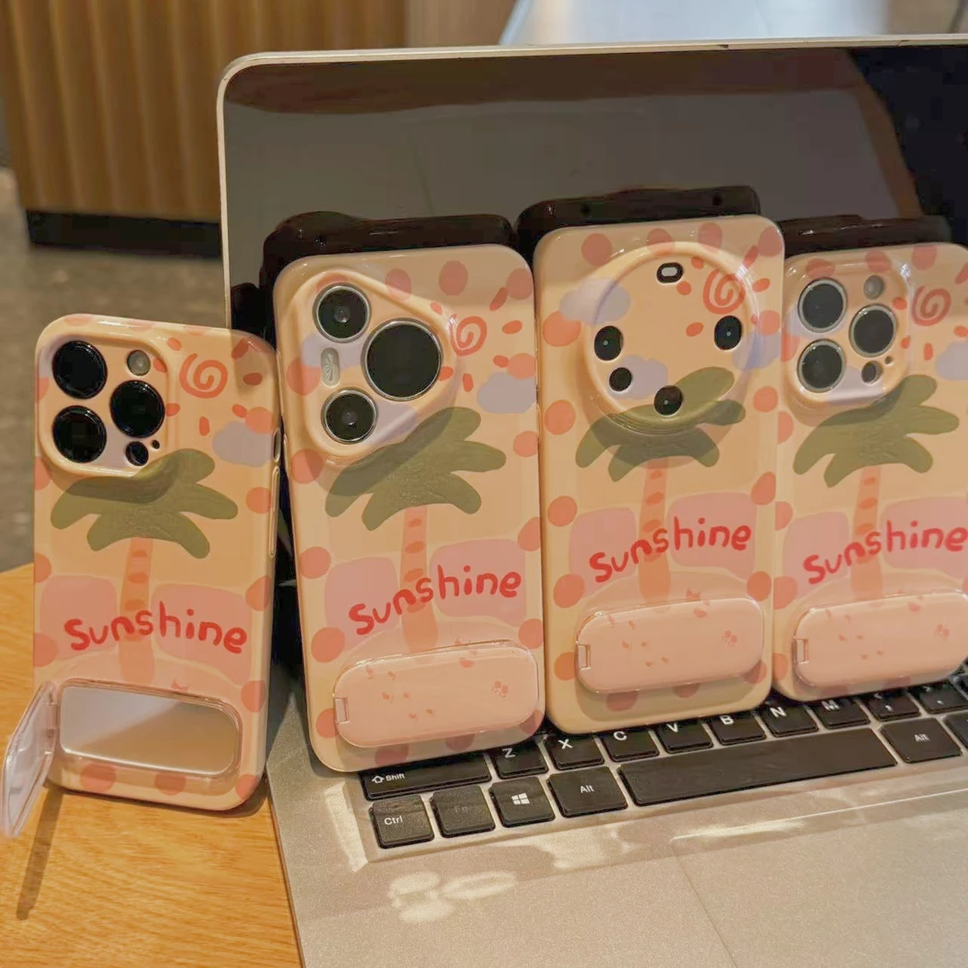 SMBLCE涂画椰树镜子支架适用苹果17/16菲林手机壳华为vivoppo小米