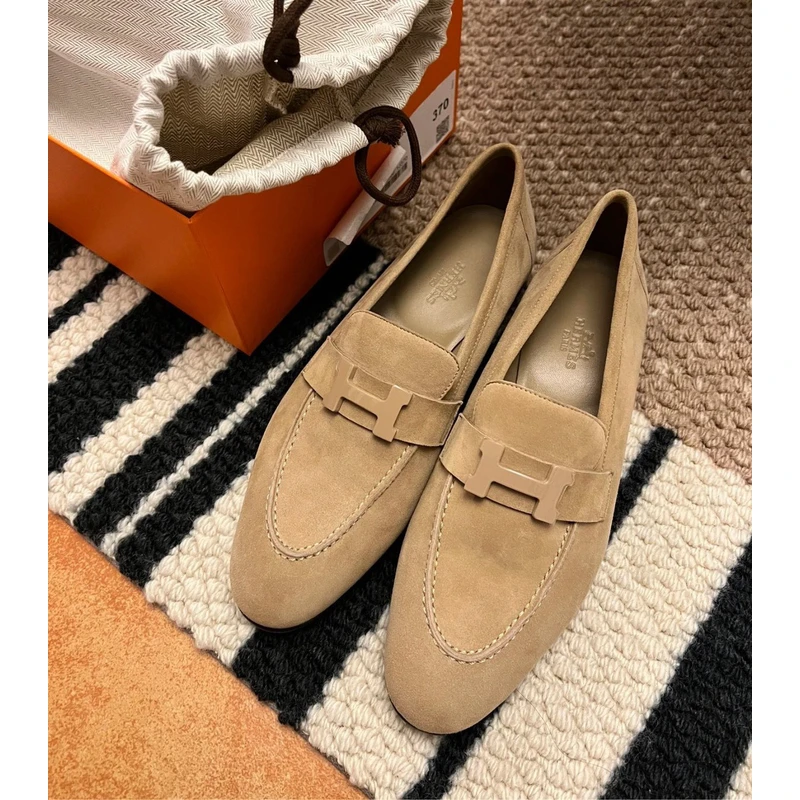 未使用 Hermes/爱马仕 奶茶大象灰色 乐福鞋 38码 13772733