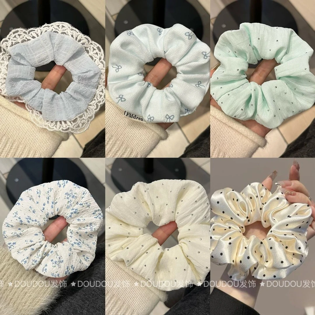 韩系温柔蝴蝶结蕾丝大肠发圈马尾ins新款少女甜美气质清新发绳