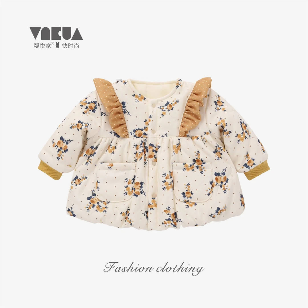 婴悦家秋冬款女宝宝时尚洋气百搭蜜芽碎花外套1800g 88066