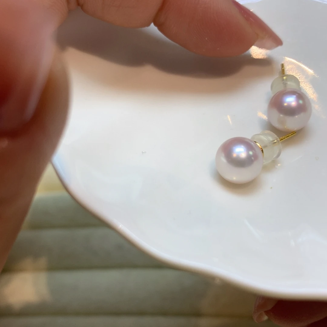 海水珍珠耳饰银S925镶嵌