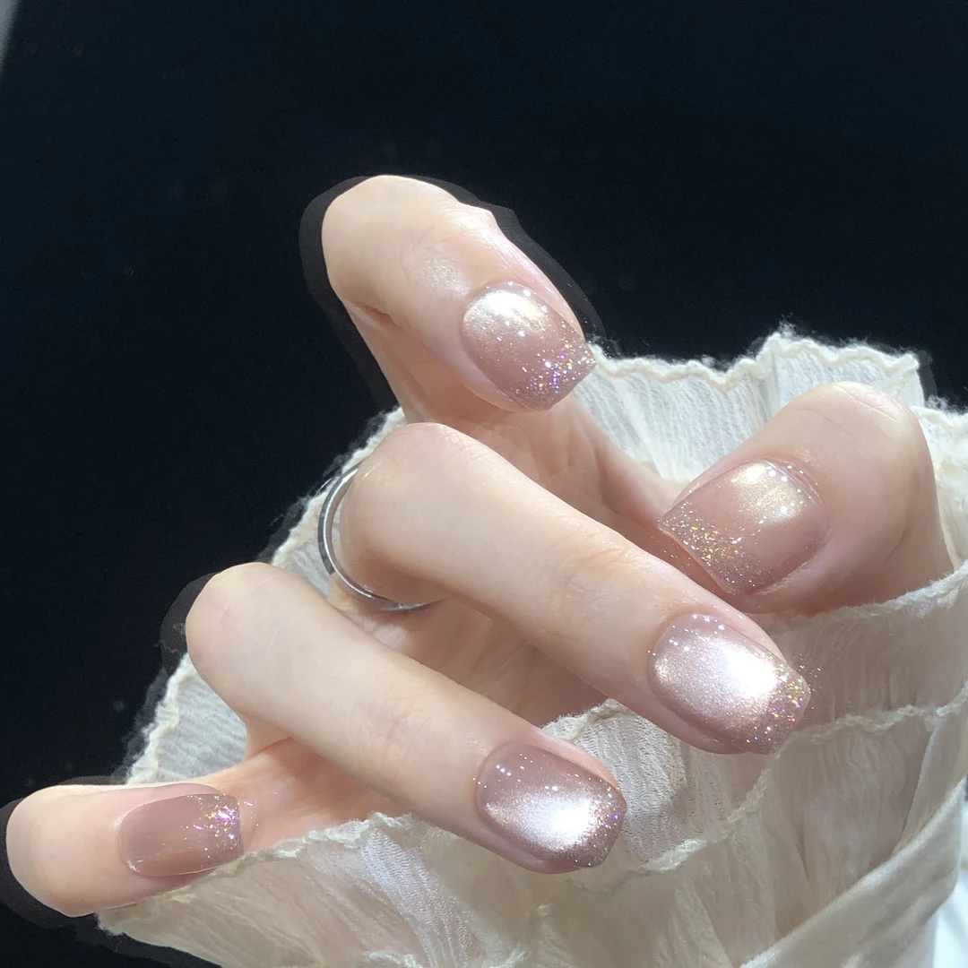 喵公子【银雪】纯手工猫眼穿戴甲可拆卸美甲光疗甲