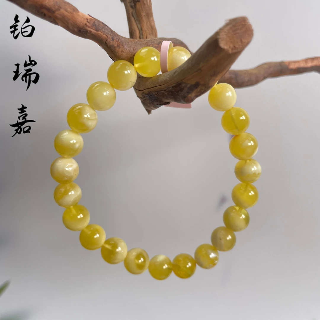 铂瑞嘉金绞8mm蜜蜡圆珠手串ML7040商品多样性发其一