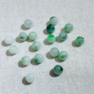 7mm左右缅A绿飘花糯冰翡翠圆珠【3颗】多样性发其一-FC3