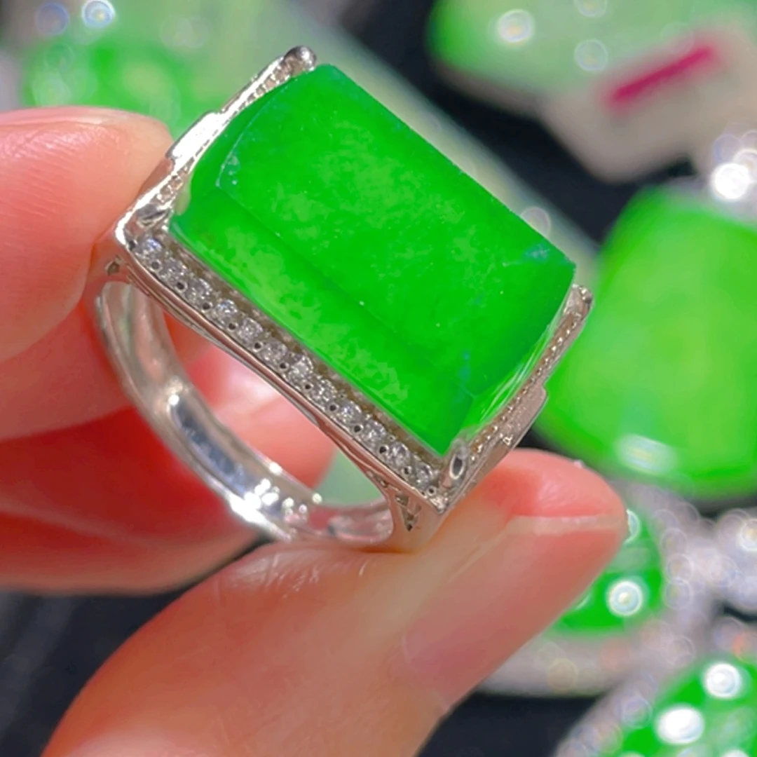 翡翠戒指银S925镶嵌11111111111111111