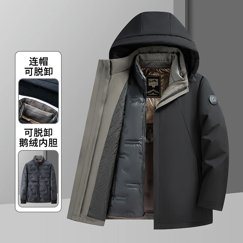 【敦闻】【一衣五穿】鹅绒内胆加薄棉服三合一外套男士冬季防风保暖