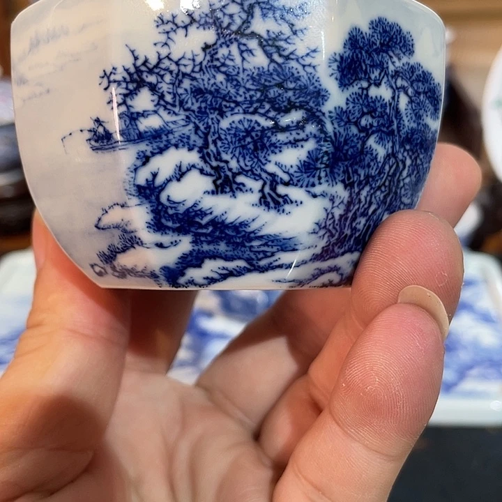青花雪景主人杯杯
