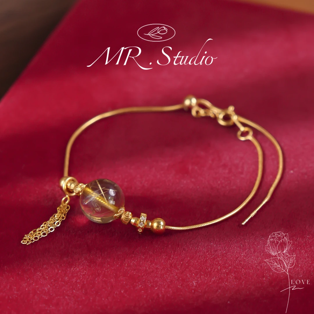 木润【金发晶】S925银天然金发晶手链