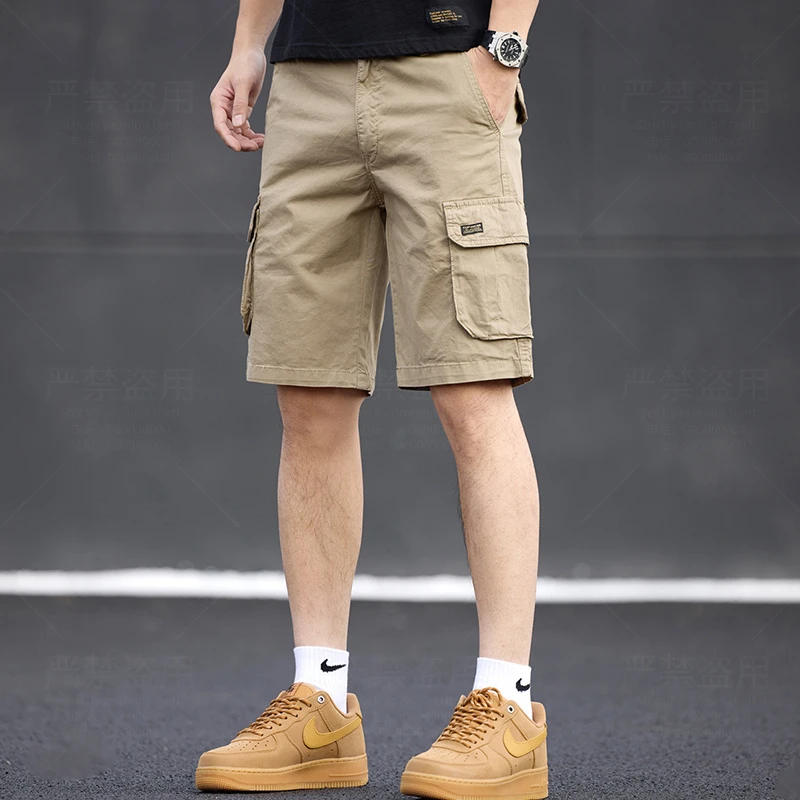 2025年新款夏季美式重磅复古工装短裤男ins潮流修身休闲五分裤男