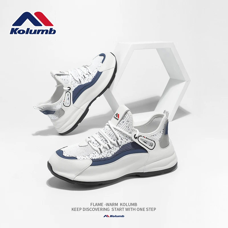 哥仑步男鞋新款2025春季飞织网面包底跑步鞋男士透气防臭运动潮鞋