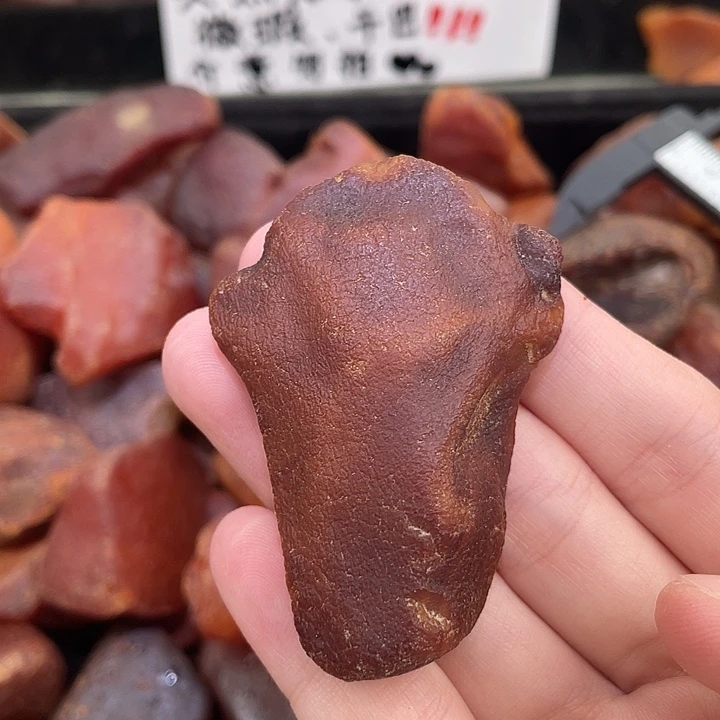 裸石琥珀未镶嵌花蜡全皮把件