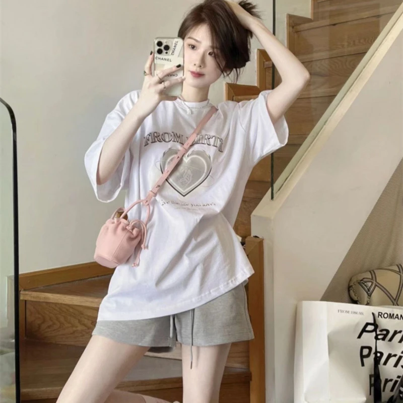 可盐可甜休闲运动服套装女夏季短袖短裤校园风软妹少女OOTD两件套