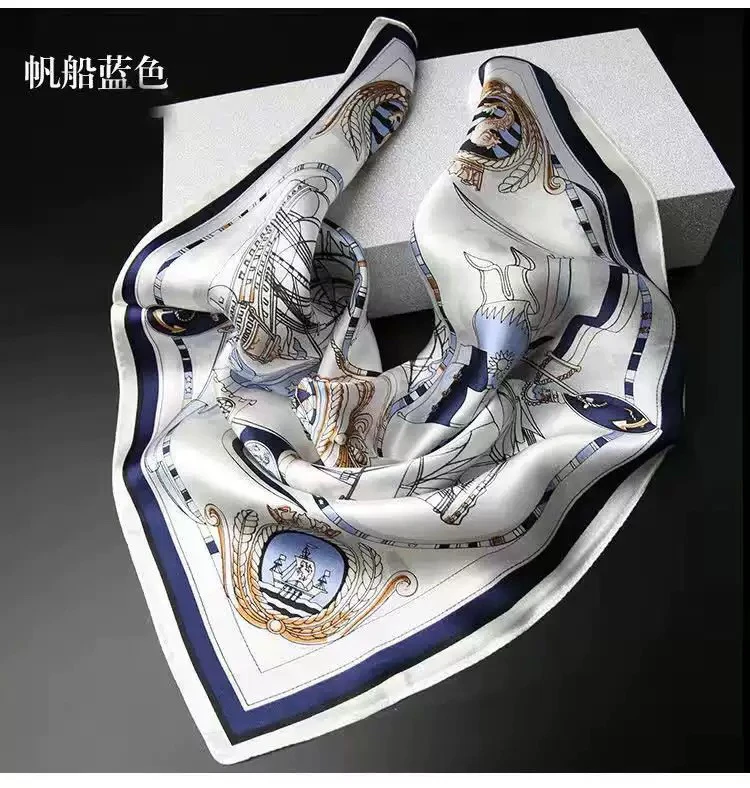 (刘涛同款)成人丝巾2025几何高档航海条纹小领1020 90✖️90