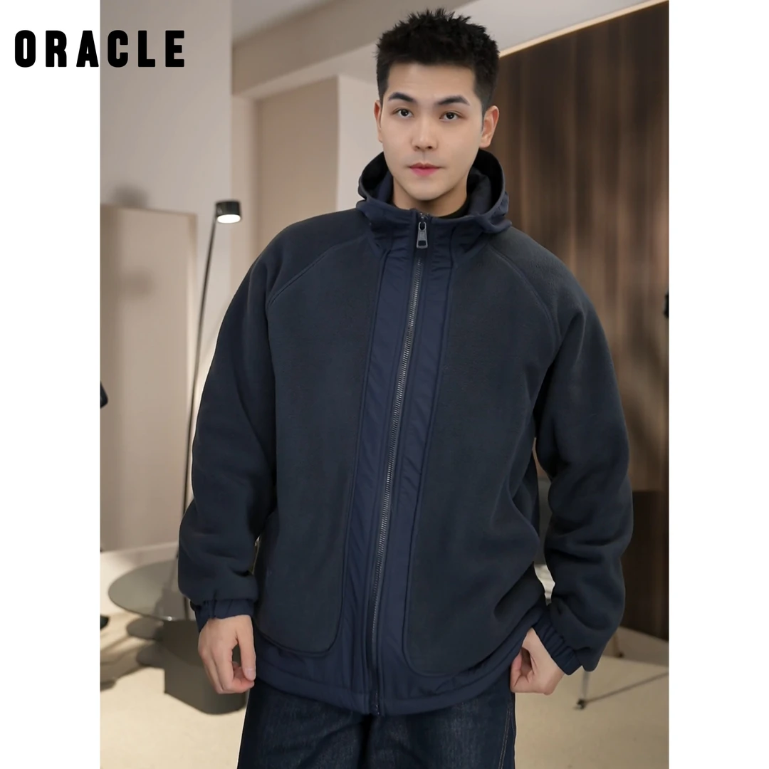 ABPE-双面绒拼接休闲连帽保暖情侣棉服百搭时尚