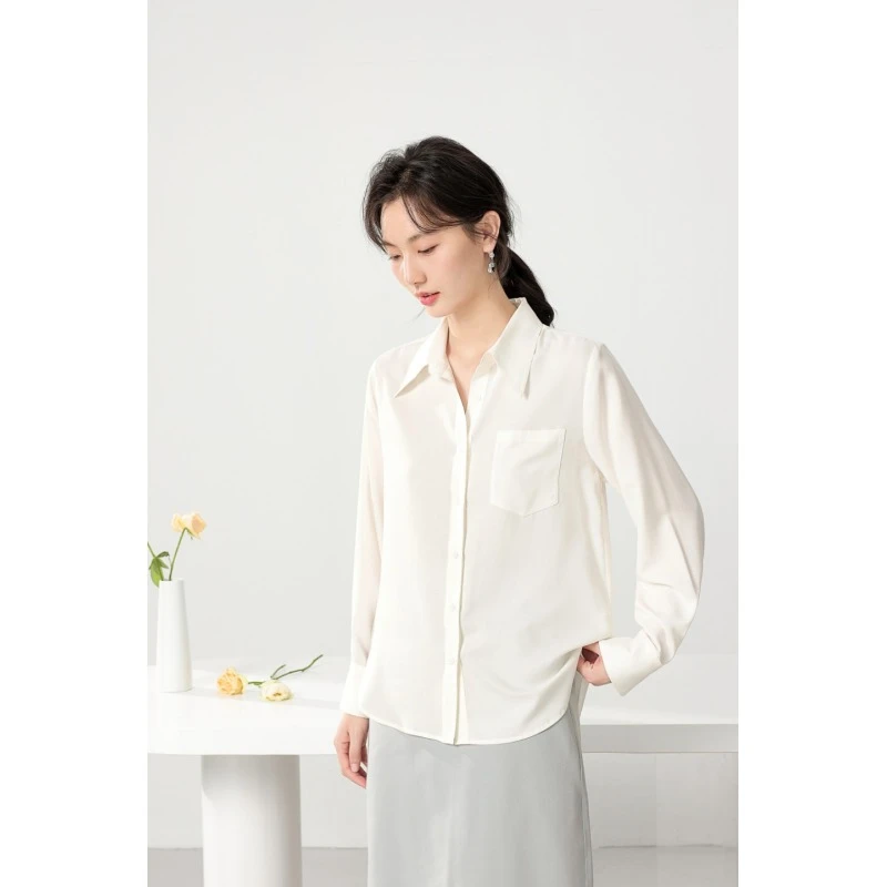 牛奶衬衫一衣三穿春季新款经典翻领上衣显瘦透气免烫不易皱衬衣