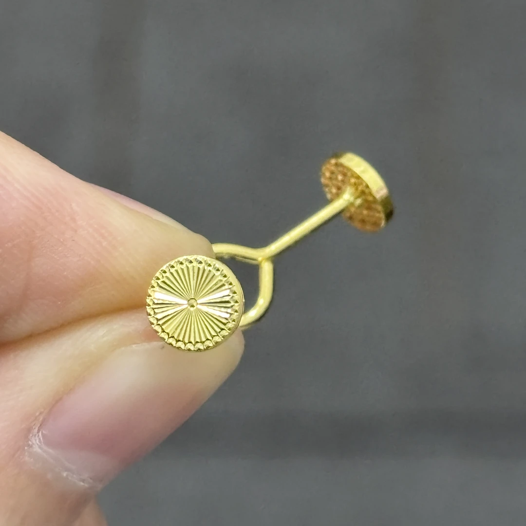 镭射圆饼耳钉弯钩足金999